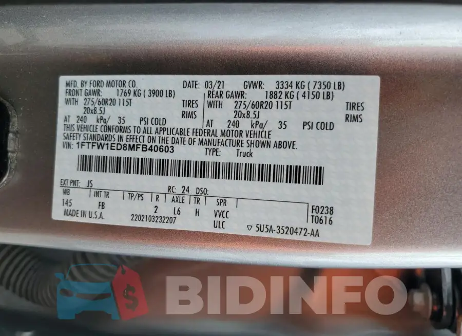 1FTFW1ED8MFB40603 Photo# 13