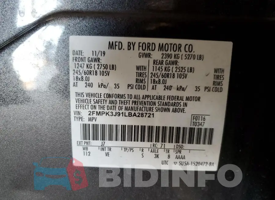 2FMPK3J91LBA28721 Photo# 12