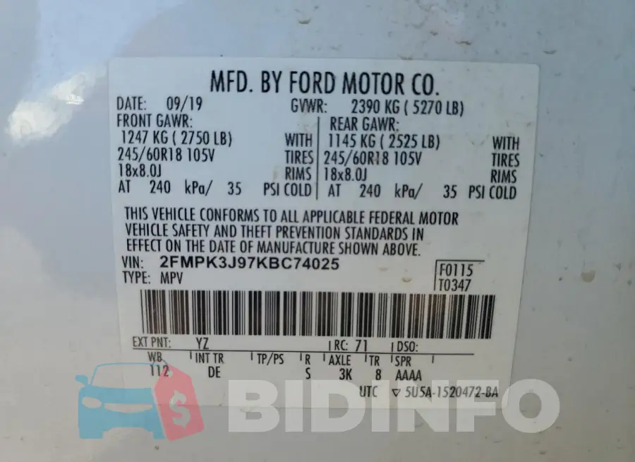 2FMPK3J97KBC74025 Photo# 14