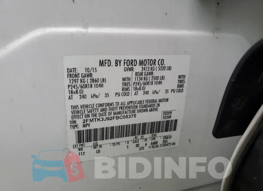 2FMTK3J92FBC05375 Photo# 14