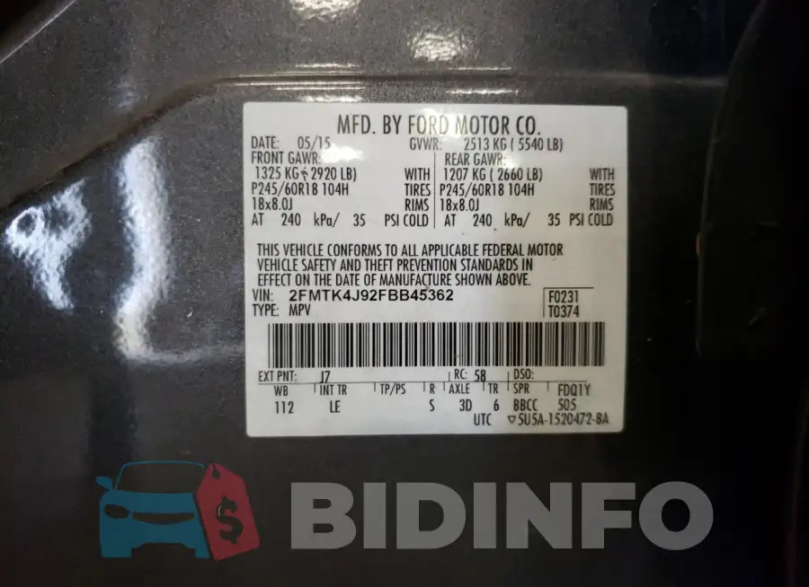 2FMTK4J92FBB45362 Photo# 13