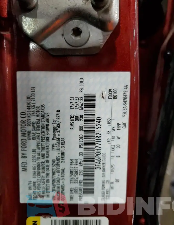 3FA6P0H77HR215240 Photo# 12