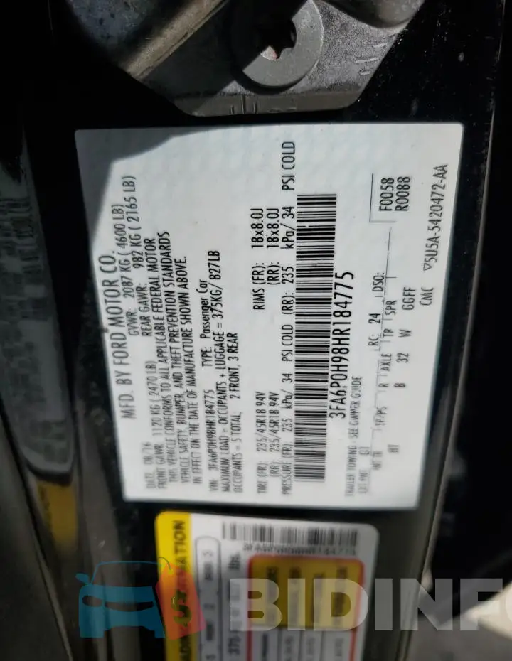 3FA6P0H98HR184775 Photo# 12