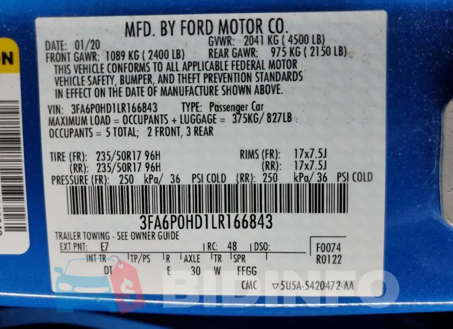 3FA6P0HD1LR166843 Photo# 12