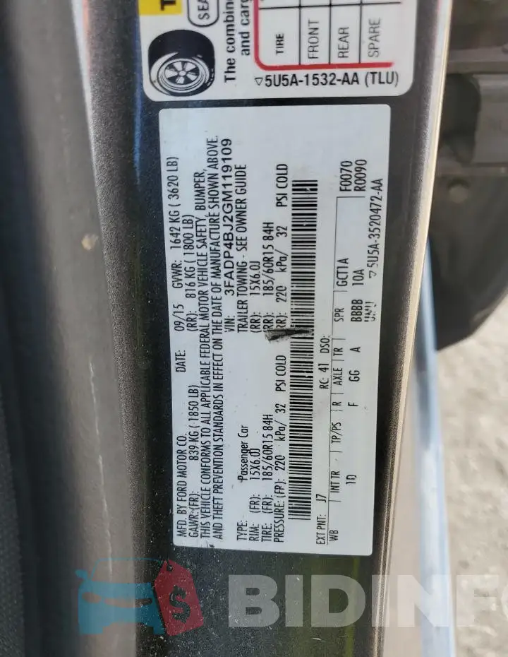 3FADP4BJ2GM119109 Photo# 12