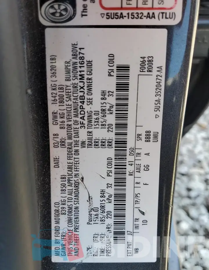 3FADP4BJXJM116871 Photo# 13
