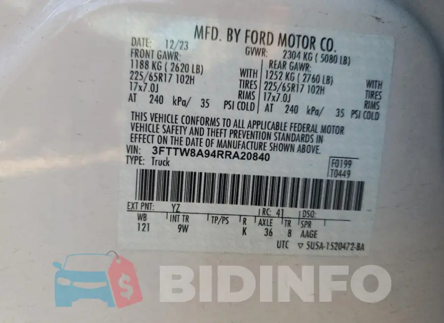 3FTTW8A94RRA20840 Photo# 12