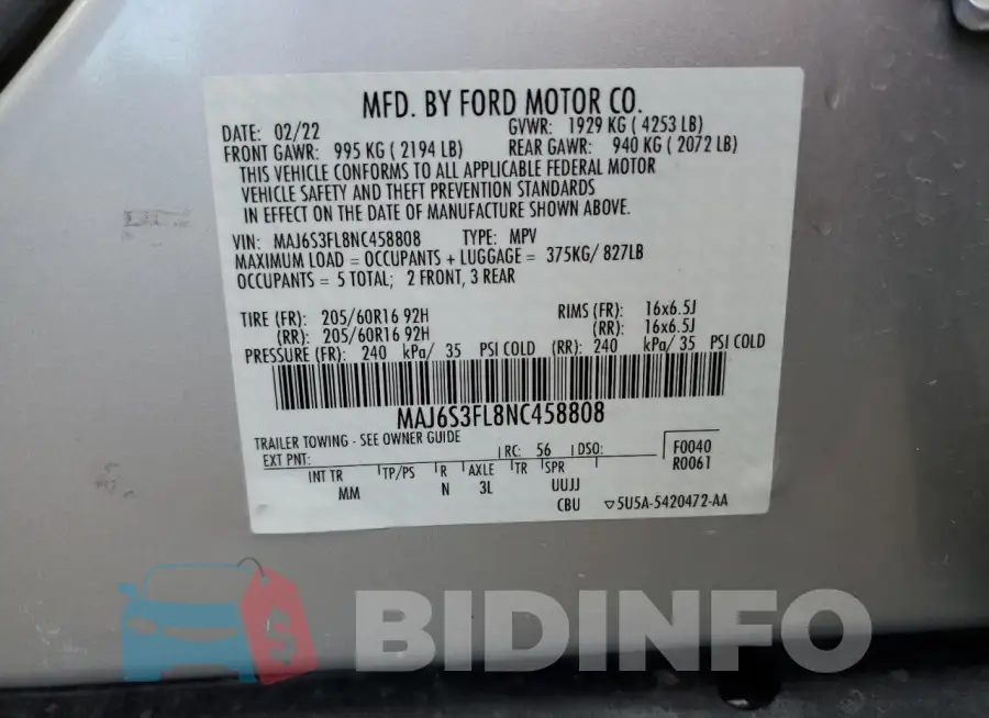 MAJ6S3FL8NC458808 Photo# 12
