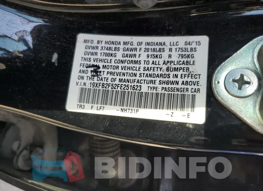 19XFB2F52FE251623 Photo# 12