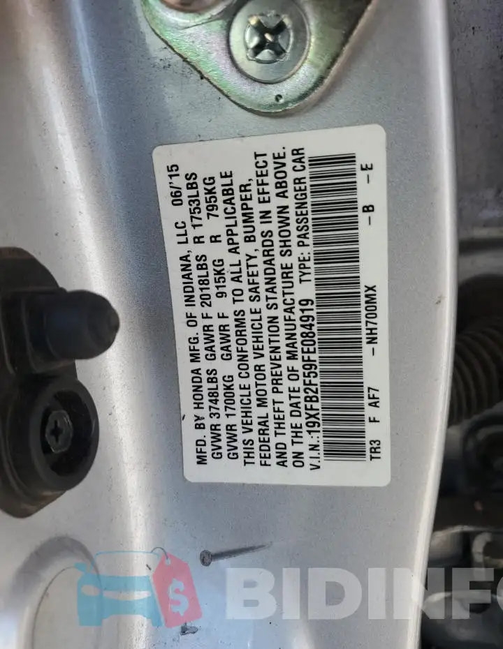 19XFB2F59FE084919 Photo# 12