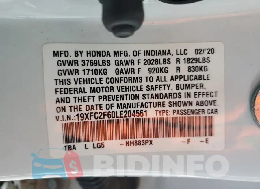 19XFC2F60LE204561 Photo# 12