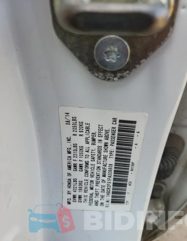 1HGCR2F51FA006606 Photo# 13
