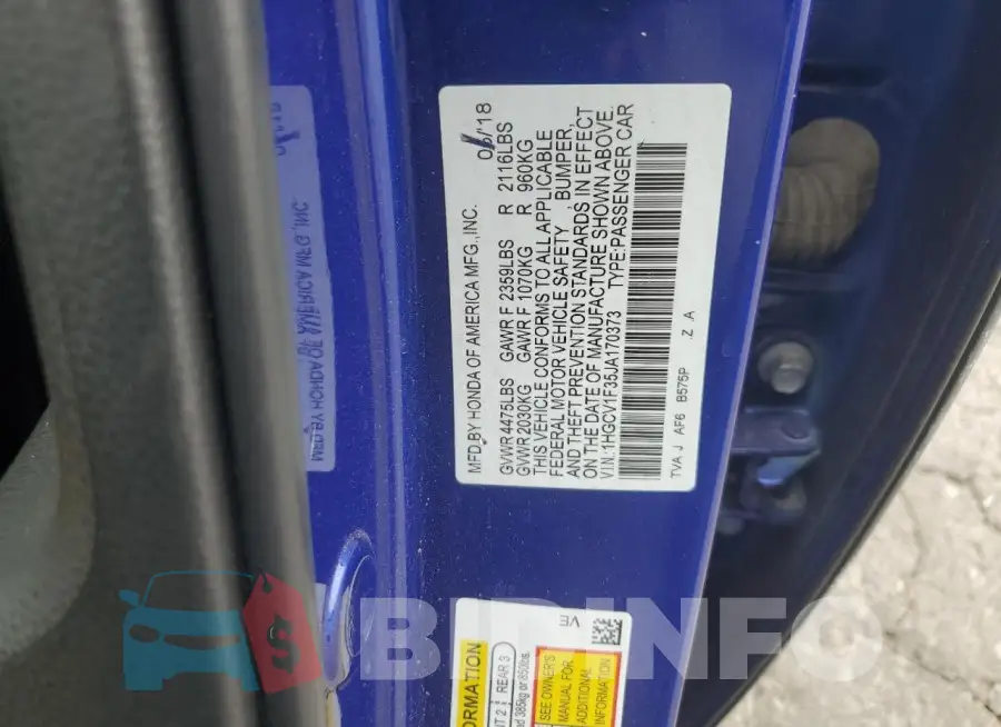1HGCV1F35JA170373 Photo# 12