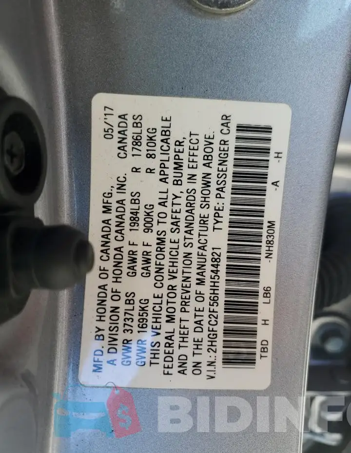 2HGFC2F56HH544821 Photo# 12