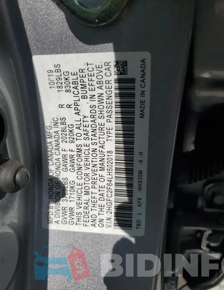 2HGFC2F64LH502018 Photo# 12