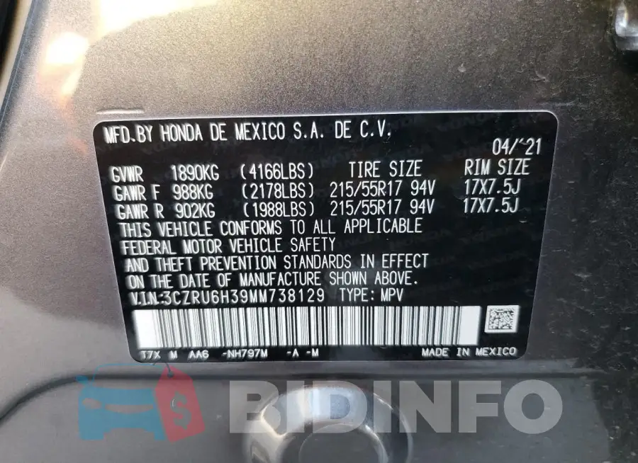 3CZRU6H39MM738129 Photo# 14