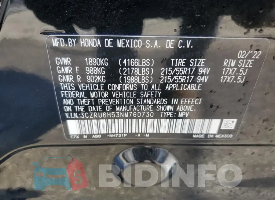 3CZRU6H53NM760730 Photo# 14
