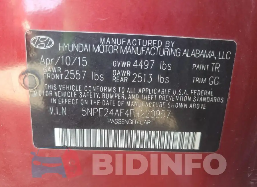 5NPE24AF4FH220957 Photo# 13