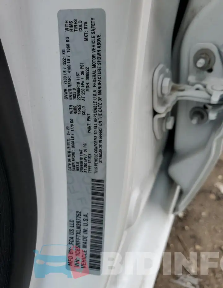 1C6SRFFTXLN397752 Photo# 12