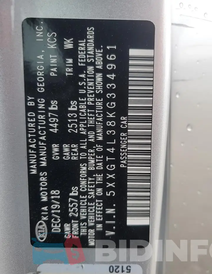 5XXGT4L38KG334961 Photo# 12