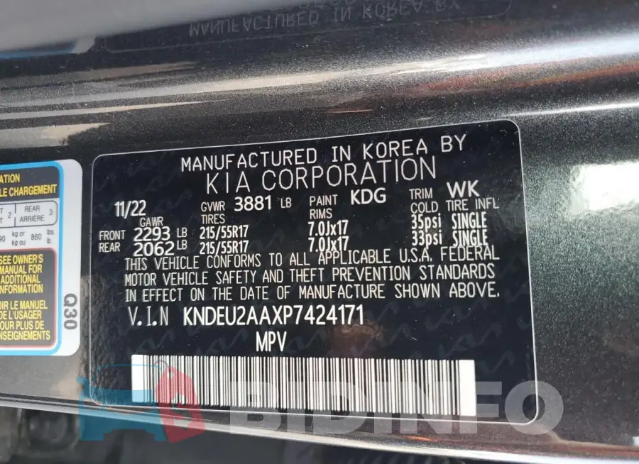KNDEU2AAXP7424171 Photo# 14