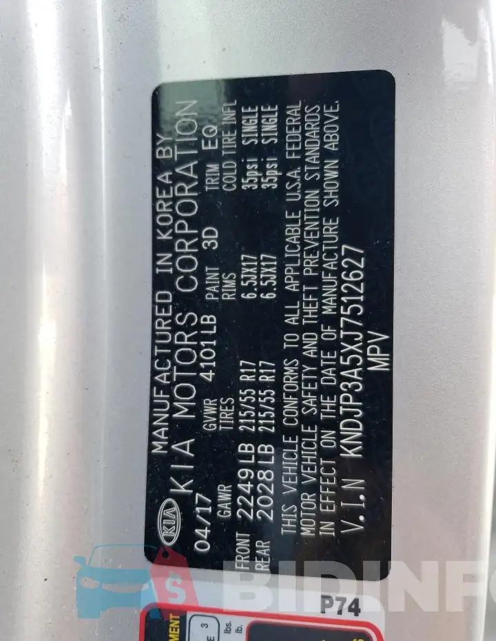 KNDJP3A5XJ7512627 Photo# 12