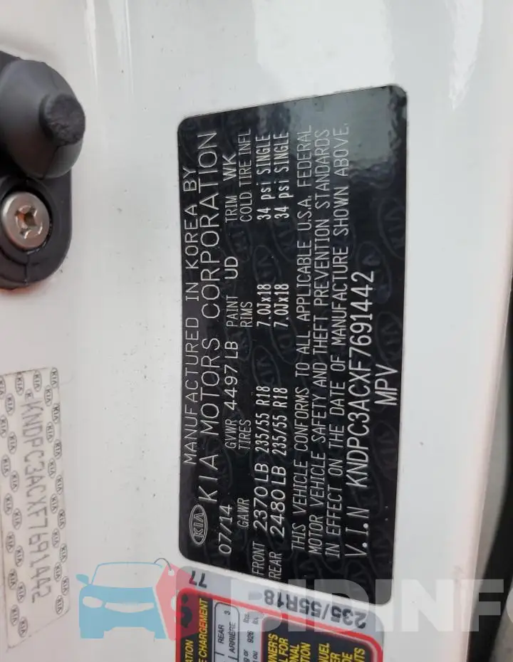KNDPC3ACXF7691442 Photo# 14