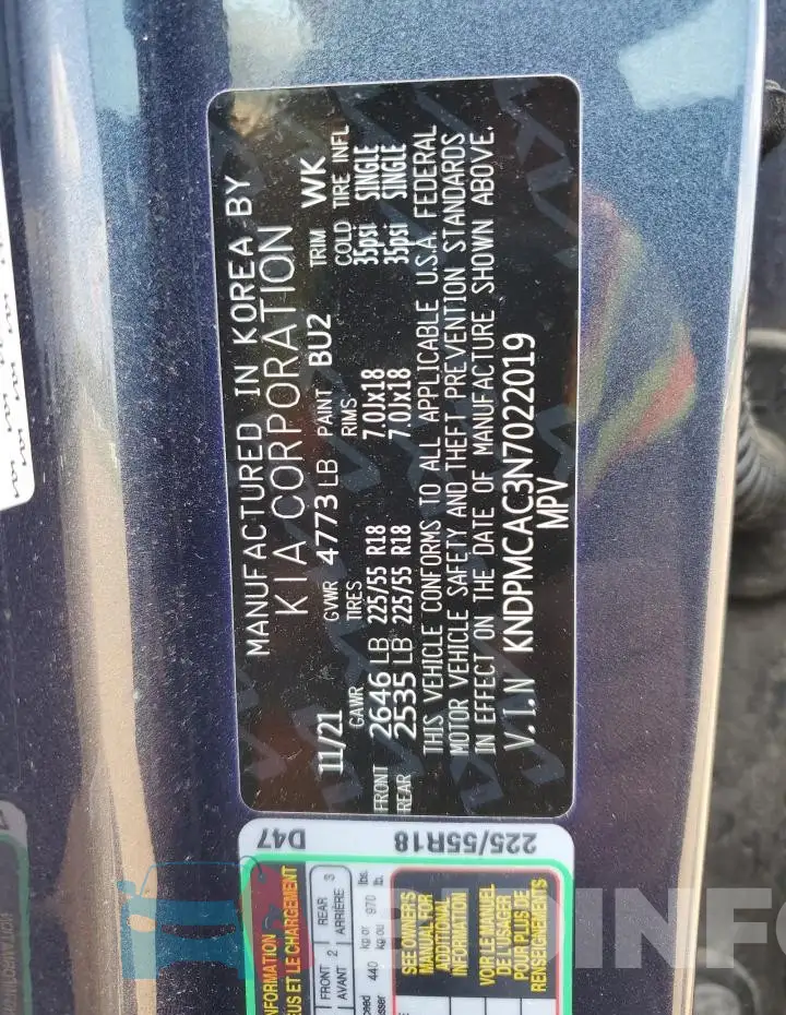 KNDPMCAC3N7022019 Photo# 13