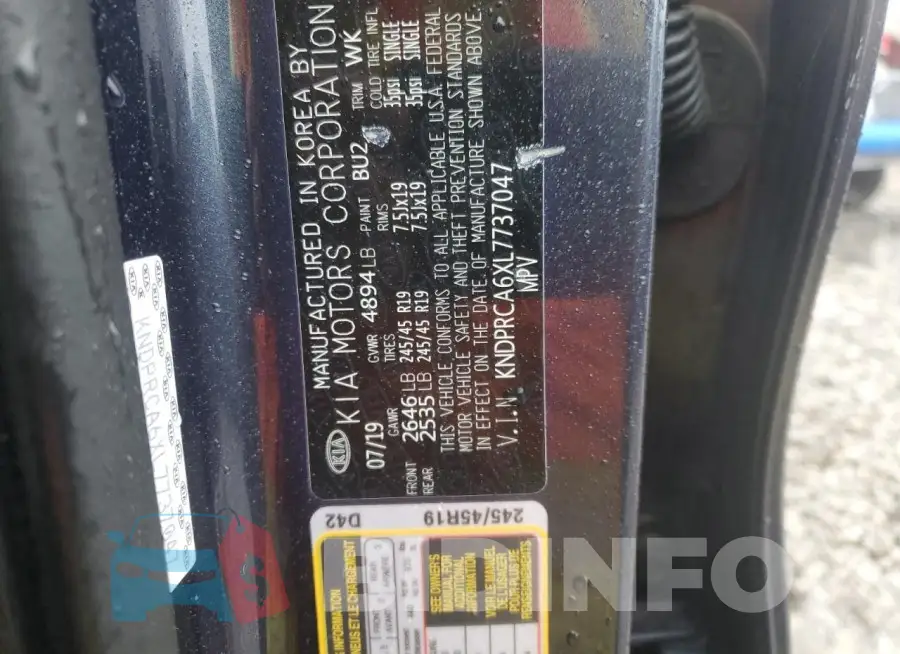 KNDPRCA6XL7737047 Photo# 13