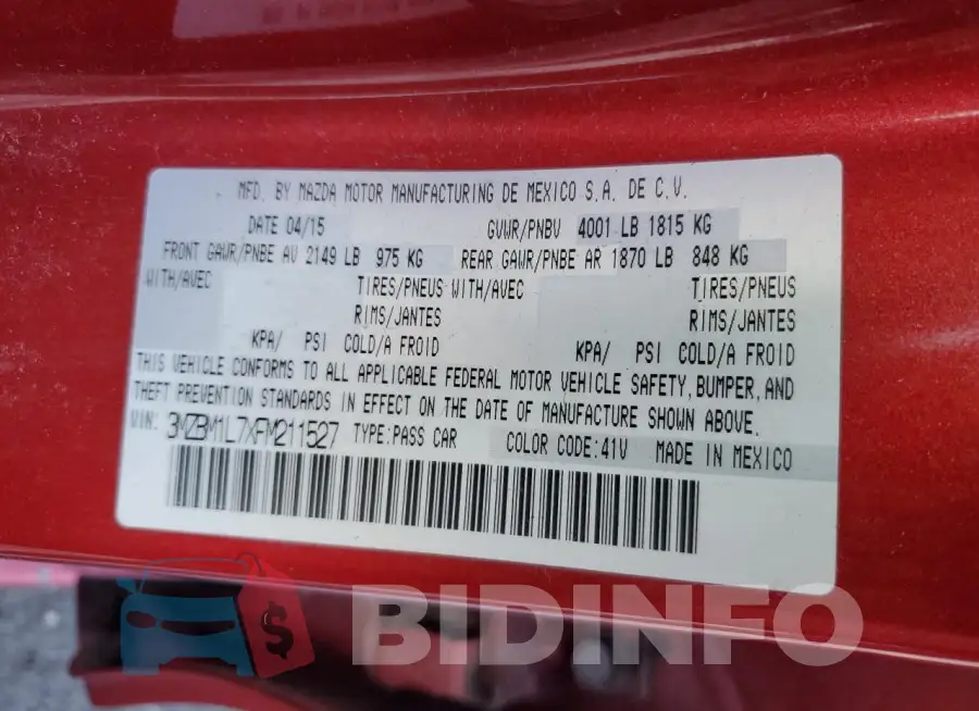 3MZBM1L7XFM211527 Photo# 12