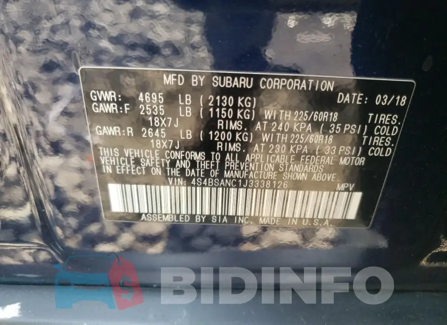 4S4BSANC1J3338126 Photo# 14