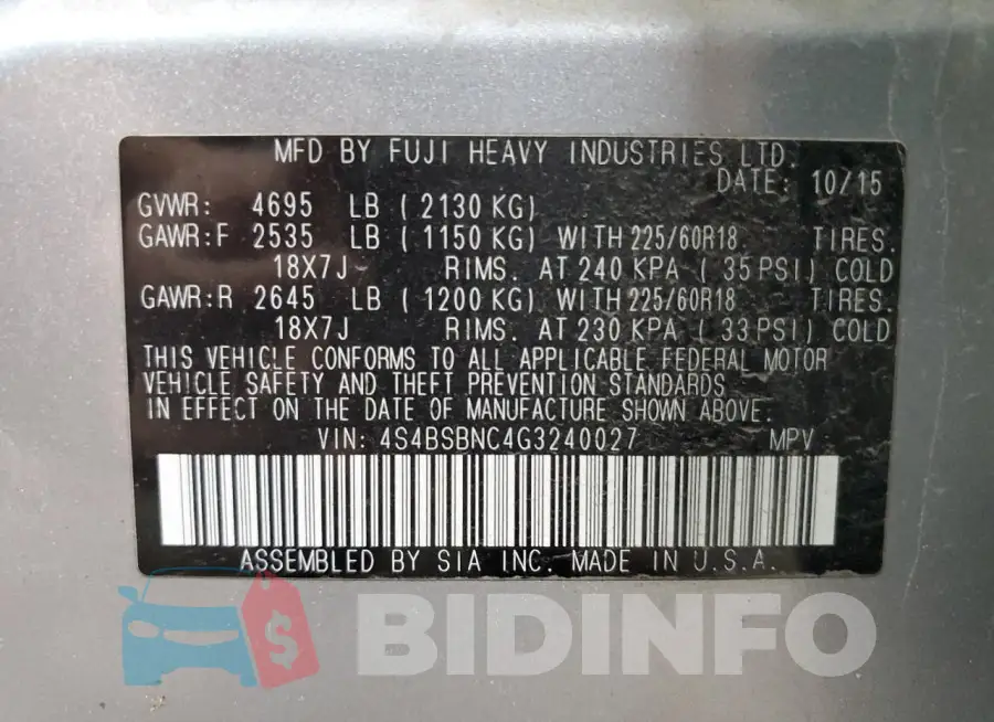 4S4BSBNC4G3240027 Photo# 13