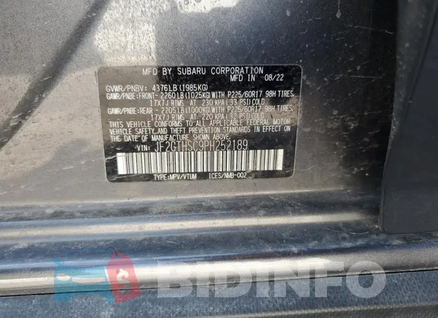 JF2GTHSC9PH252189 Photo# 13