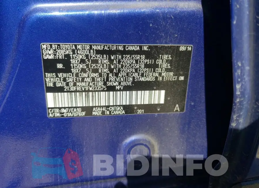 2T3DFREV1FW233575 Photo# 12