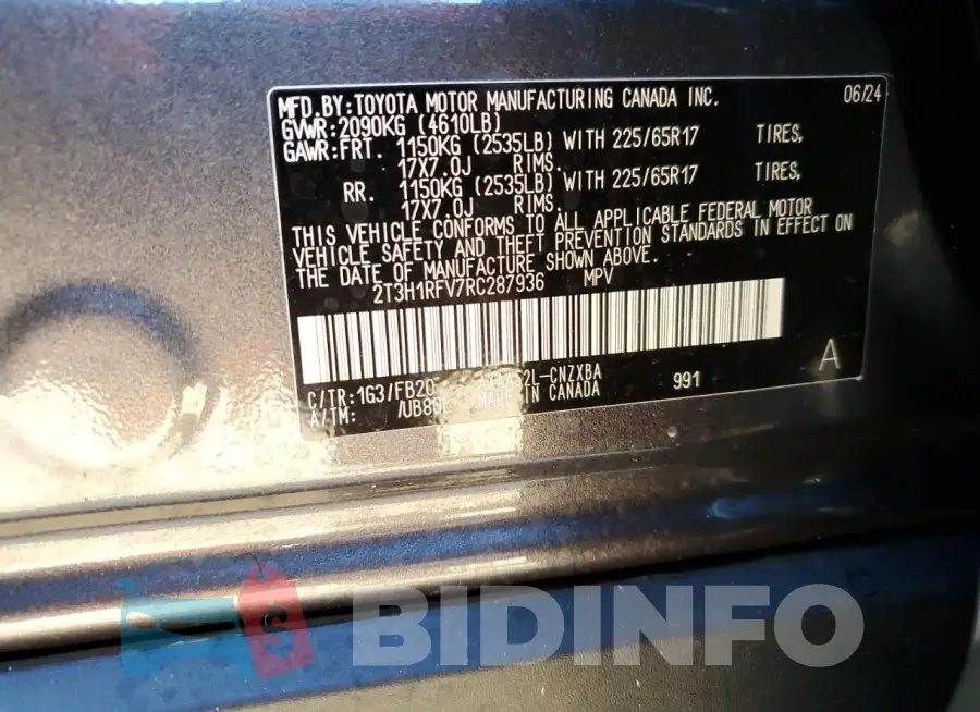 2T3H1RFV7RC287936 Photo# 12