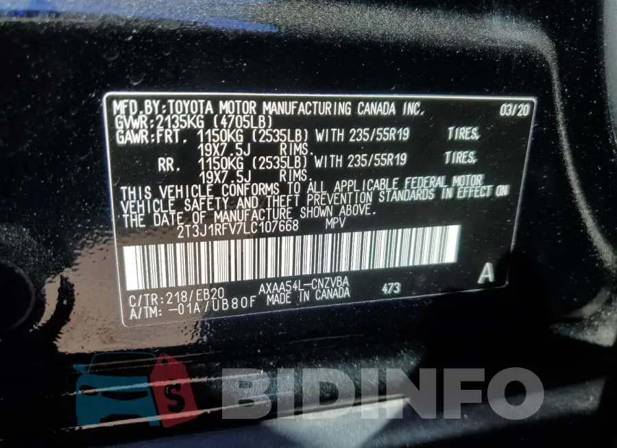 2T3J1RFV7LC107668 Photo# 13