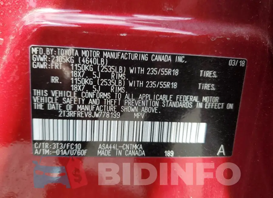 2T3RFREV8JW778199 Photo# 14
