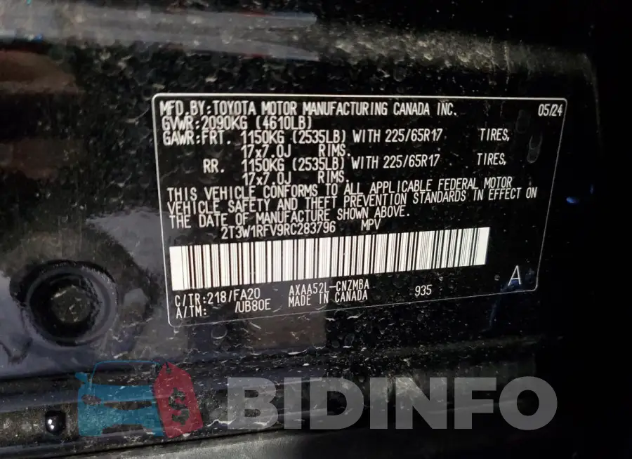2T3W1RFV9RC283796 Photo# 14