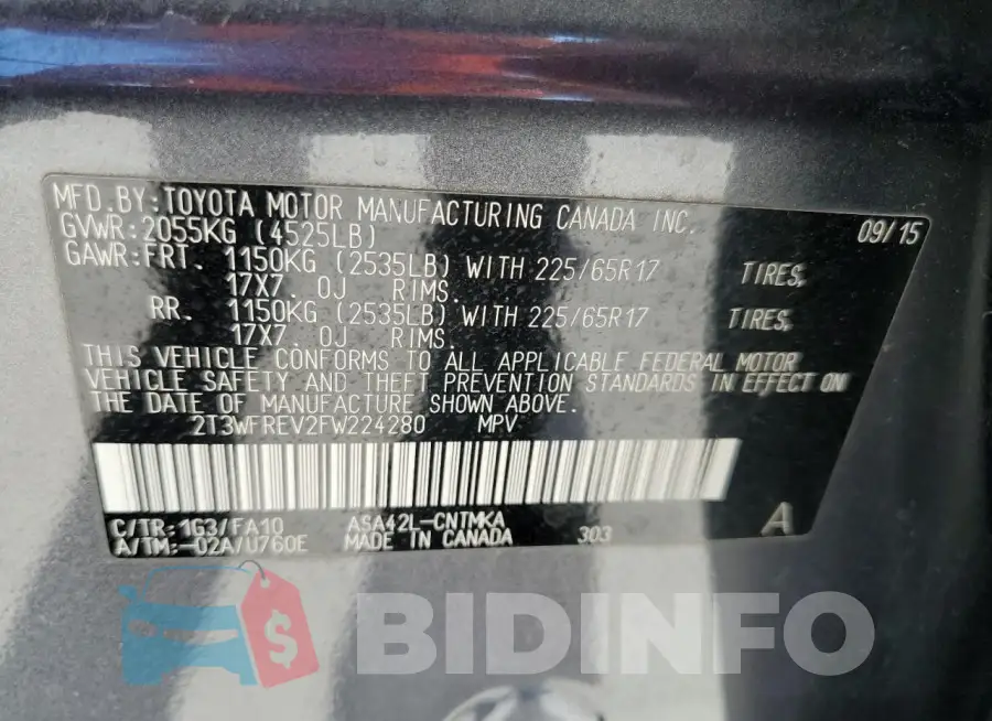 2T3WFREV2FW224280 Photo# 13