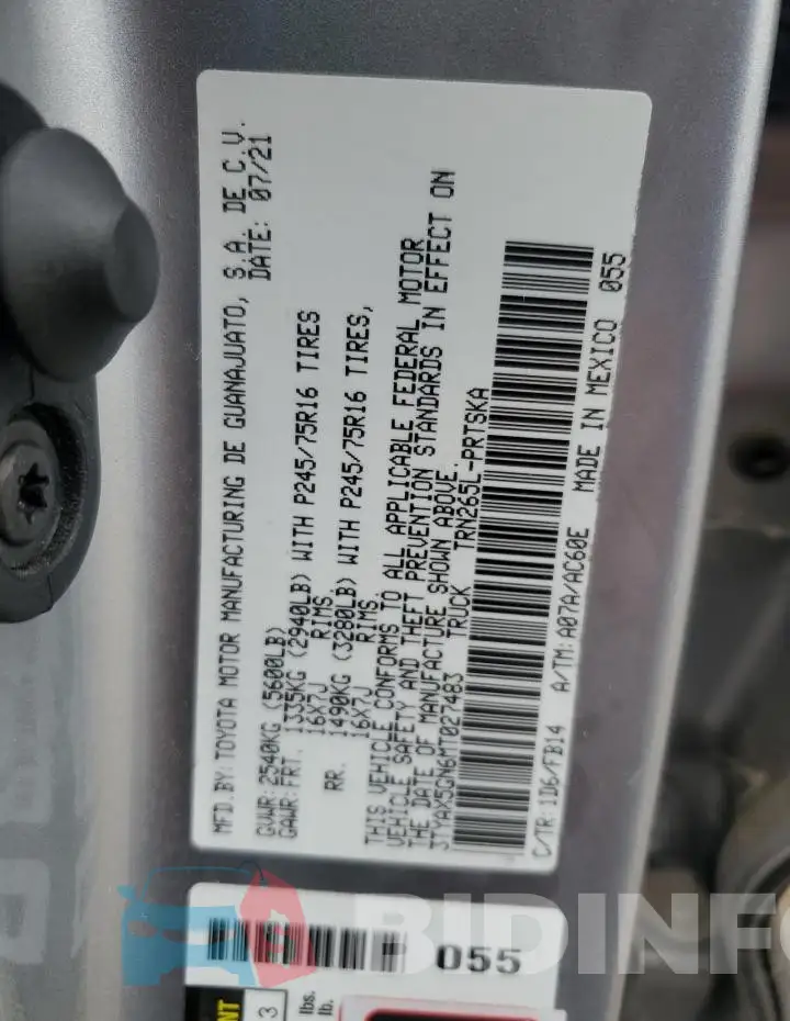 3TYAX5GN6MT027483 Photo# 12