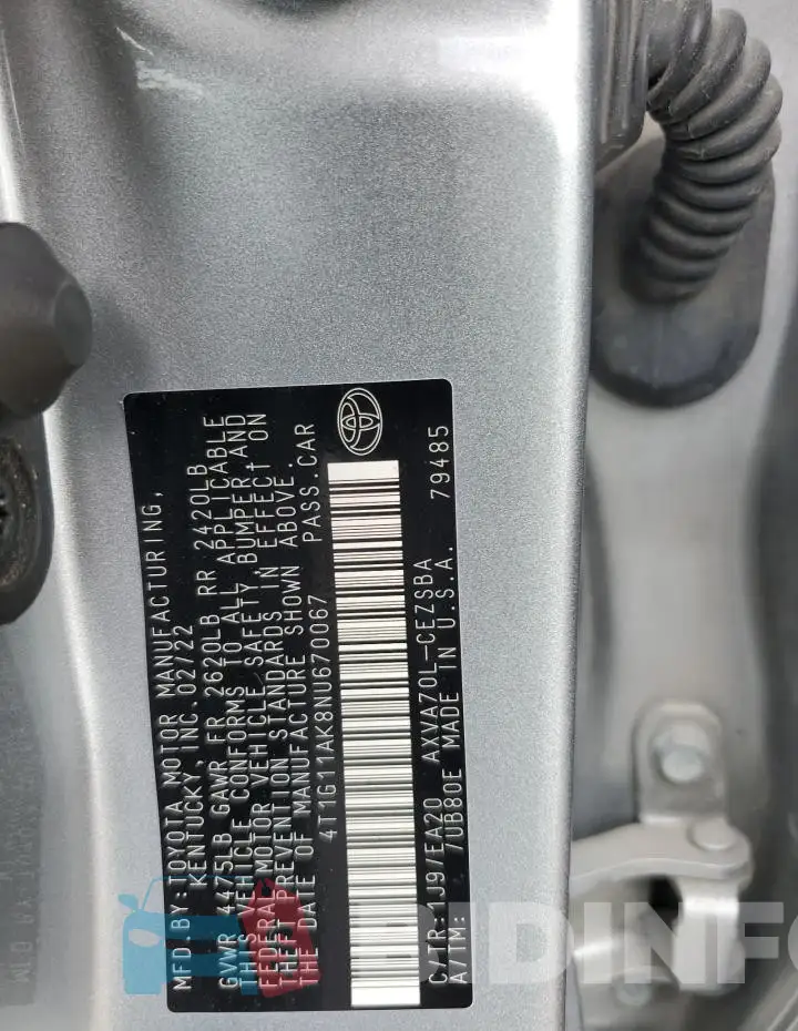 4T1G11AK8NU670067 Photo# 12