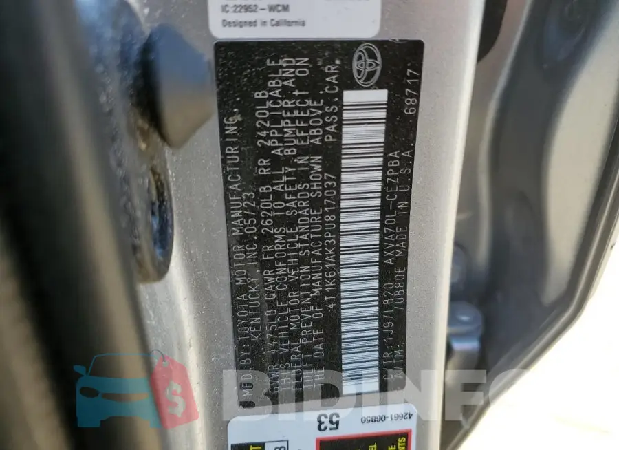 4T1K61AK3PU817037 Photo# 13