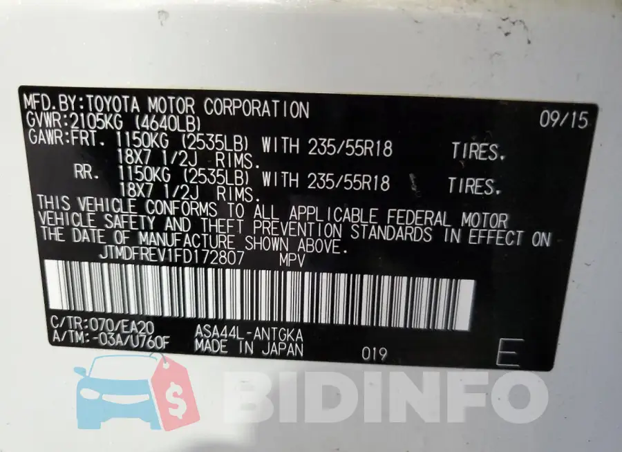 JTMDFREV1FD172807 Photo# 13