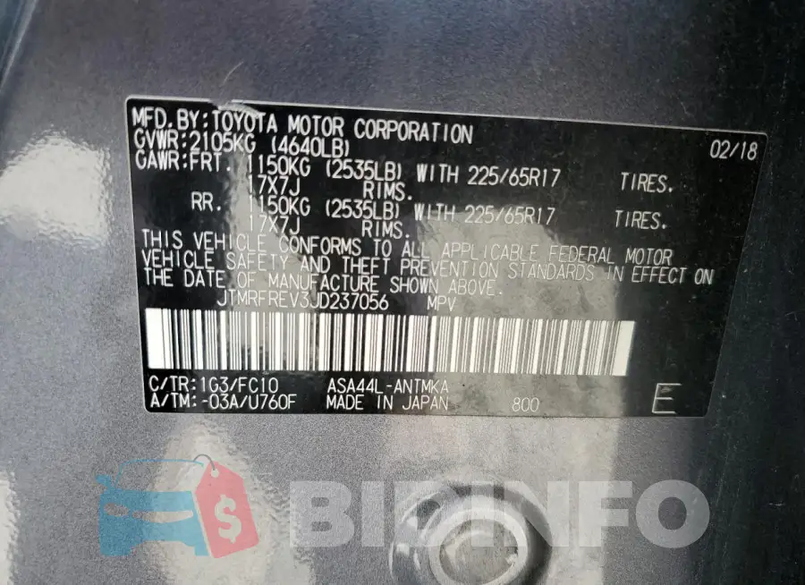 JTMRFREV3JD237056 Photo# 13