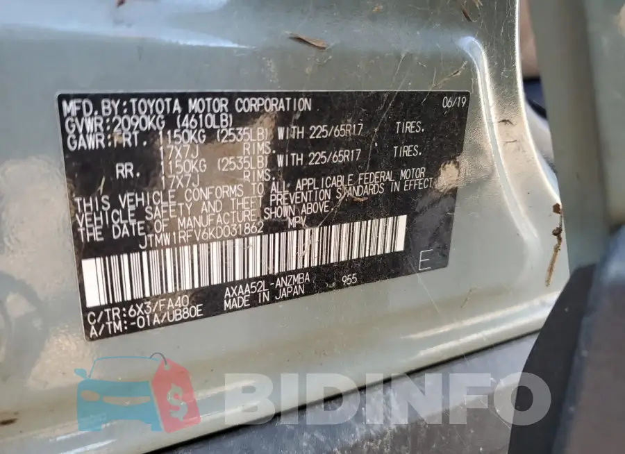 JTMW1RFV6KD031862 Photo# 14