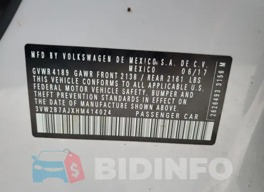 3VW2B7AJXHM414024 Photo# 12