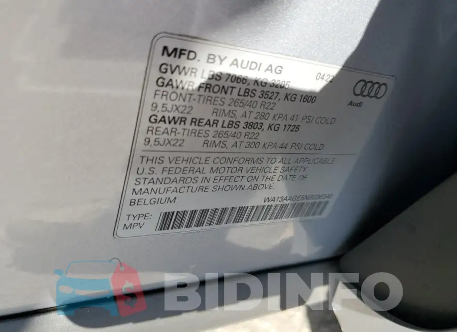 WA13AAGE5NB036340 Photo# 12