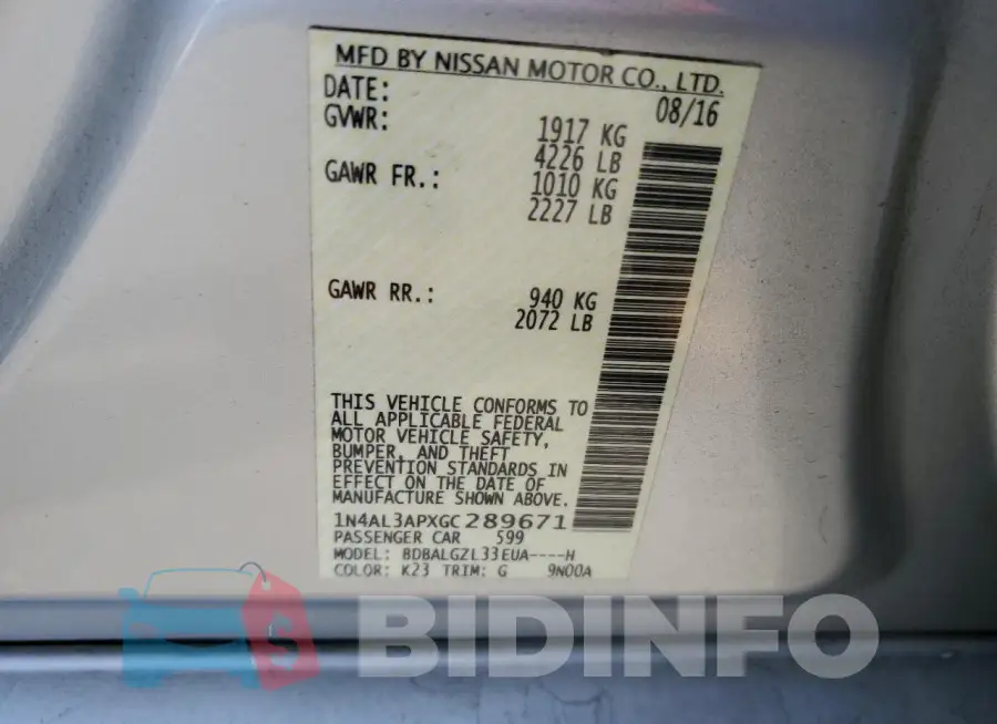 1N4AL3APXGC289671 Photo# 13