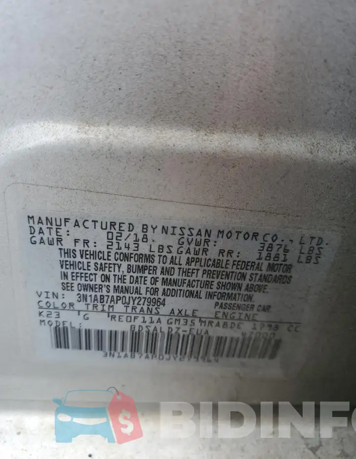 3N1AB7AP0JY279964 Photo# 12