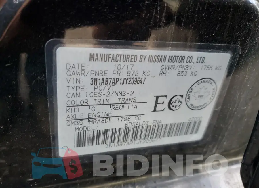 3N1AB7AP1JY209647 Photo# 12